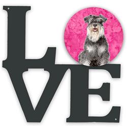 11.5 x 11.75 in. Pink Schnauzer Metal Artwork Love Wall Decor