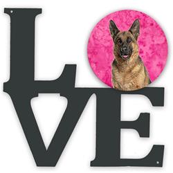 11.5 x 11.75 in. Pink German Shepherd Metal Artwork Love Wall Decor