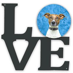 11.5 x 11.75 in. Blue Jack Russell Terrier Metal Artwork Love Wall Decor