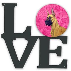 11.5 x 11.75 in. Pink Great Dane Metal Artwork Love Wall Decor