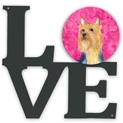 11.5 x 11.75 in. Pink Silky Terrier Metal Artwork Love Wall Decor