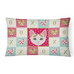 12 x 3 x 16 in. Japanese Bobtail Cat Love Canvas Fabric Decorative Pillow