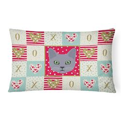 12 x 3 x 16 in. Korat Cat Love Canvas Fabric Decorative Pillow