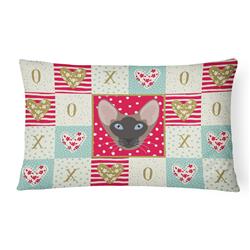 12 x 3 x 16 in. Oriental Bicolor Cat Love Canvas Fabric Decorative Pillow