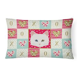 12 x 3 x 16 in. Turkish Angora Cat Love Canvas Fabric Decorative Pillow