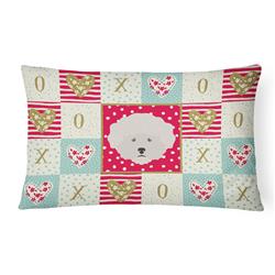 12 x 3 x 16 in. Bichon Frise Love Canvas Fabric Decorative Pillow