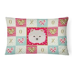 12 x 3 x 16 in. Japanese Spitz Love Canvas Fabric Decorative Pillow
