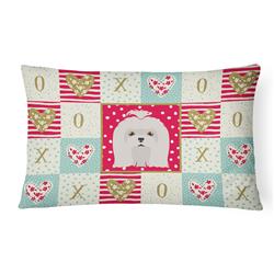 12 x 3 x 16 in. Maltese Love Canvas Fabric Decorative Pillow