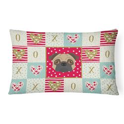 12 x 3 x 16 in. Pug Love Canvas Fabric Decorative Pillow