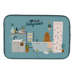 14 x 21 in. Red Cocker Spaniel in Bathtub Dish Drying Mat