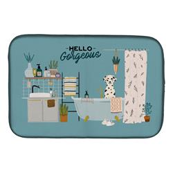 14 x 21 in. Dalmatian in Bathtub Dish Drying Mat