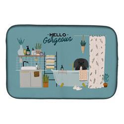 14 x 21 in. Black Pekingese in Bathtub Dish Drying Mat