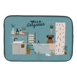 14 x 21 in. Brindle Boxer in Bathtub Dish Drying Mat