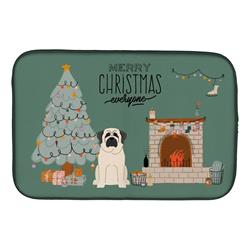 14 x 21 in. White Mastiff Christmas Everyone Dish Drying Mat
