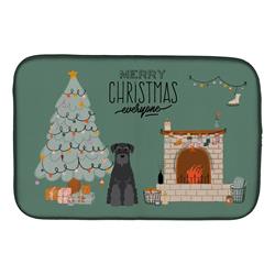 14 x 21 in. Black Standard Schnauzer Christmas Everyone Dish Drying Mat