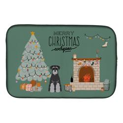 14 x 21 in. Black Grey Standard Schnauzer Christmas Everyone Dish Drying Mat
