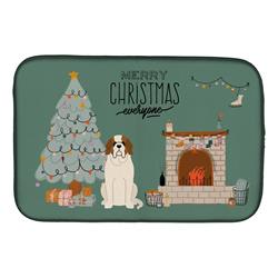 14 x 21 in. Saint Bernard Christmas Everyone Dish Drying Mat