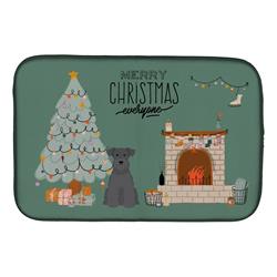 14 x 21 in. Black Miniature Schnauzer Christmas Everyone Dish Drying Mat