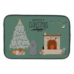 14 x 21 in. Silver Poodle Christmas Everyone Dish Drying Mat