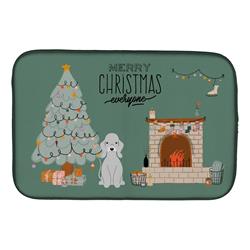 14 x 21 in. Blue Bedlington Terrier Christmas Everyone Dish Drying Mat