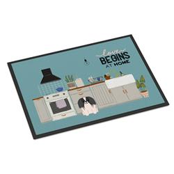 24 x 36 in. Black White Pekingese Kitchen Scene Indoor or Outdoor Mat