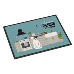 24 x 36 in. White Boxer Kitchen Scene Indoor or Outdoor Mat