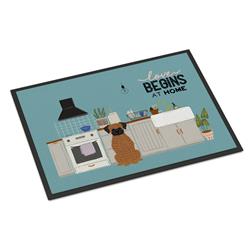24 x 36 in. Brindle Boxer Kitchen Scene Indoor or Outdoor Mat