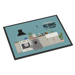 24 x 36 in. Blue Chow Chow Kitchen Scene Indoor or Outdoor Mat