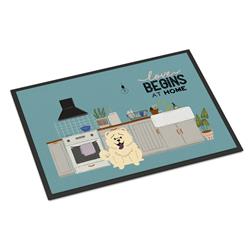 24 x 36 in. White Chow Chow Kitchen Scene Indoor or Outdoor Mat