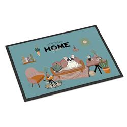 CK7856JMAT 24 x 36 in. Piebald French Bulldog Sweet Home Indoor or Outdoor Mat