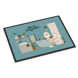 CK7518MAT 18 x 27 in. Old English Sheepdog in Bathtub Indoor or Outdoor Mat