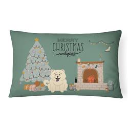 12 x 3 x 16 in. White Chow Chow Christmas Everyone Canvas Fabric Decorative Pillow