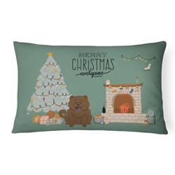 12 x 3 x 16 in. Chocolate Chow Chow Christmas Everyone Canvas Fabric Decorative Pillow