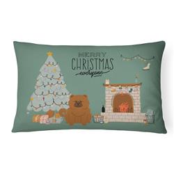 12 x 3 x 16 in. Red Chow Chow Christmas Everyone Canvas Fabric Decorative Pillow