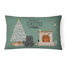 12 x 3 x 16 in. Black Chow Chow Christmas Everyone Canvas Fabric Decorative Pillow