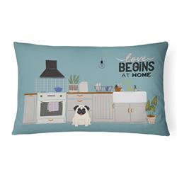 12 x 3 x 16 in. Cream Pug Kitchen Scene Canvas Fabric Decorative Pillow