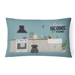 12 x 3 x 16 in. Black Pug Kitchen Scene Canvas Fabric Decorative Pillow