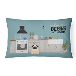 12 x 3 x 16 in. Fawn Pug Kitchen Scene Canvas Fabric Decorative Pillow