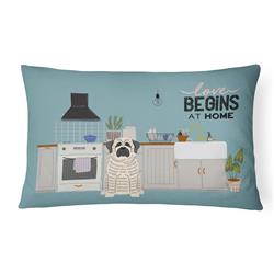 12 x 3 x 16 in. White Mastiff Brindle Kitchen Scene Canvas Fabric Decorative Pillow