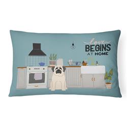 12 x 3 x 16 in. White Mastiff Kitchen Scene Canvas Fabric Decorative Pillow
