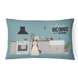 12 x 3 x 16 in. West Siberian Laika Spitz Kitchen Scene Canvas Fabric Decorative Pillow