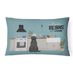 12 x 3 x 16 in. Black Russian Terrier Kitchen Scene Canvas Fabric Decorative Pillow