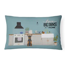 12 x 3 x 16 in. Manchester Terrier Kitchen Scene Canvas Fabric Decorative Pillow