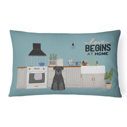 12 x 3 x 16 in. Black Standard Schnauzer Kitchen Scene Canvas Fabric Decorative Pillow