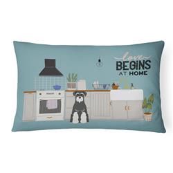 12 x 3 x 16 in. Salt & Pepper Standard Schnauzer Kitchen Scene Canvas Fabric Decorative Pillow