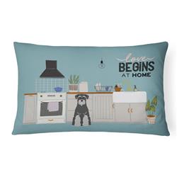 12 x 3 x 16 in. Black Grey Standard Schnauzer Kitchen Scene Canvas Fabric Decorative Pillow