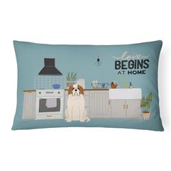 12 x 3 x 16 in. Saint Bernard Kitchen Scene Canvas Fabric Decorative Pillow