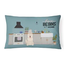 12 x 3 x 16 in. White German Shepherd Kitchen Scene Canvas Fabric Decorative Pillow