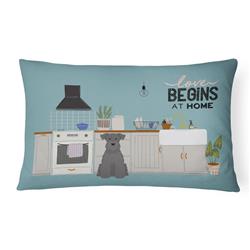12 x 3 x 16 in. Black Miniature Schnauzer Kitchen Scene Canvas Fabric Decorative Pillow