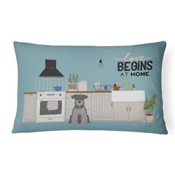 12 x 3 x 16 in. Black Silver Miniature Schnauzer Kitchen Scene Canvas Fabric Decorative Pillow